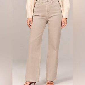 Abercrombie Curve Love 90s Relaxed Jeans Oat Color